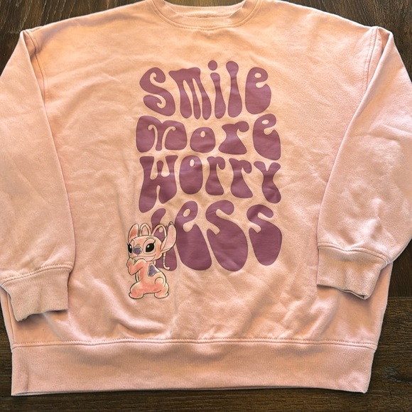 🔴 DISNEY LILO & STITCH PINK & PURPLE OVERSIZED SWEATSHIRT SIZE SMALL - Picture 1 of 3